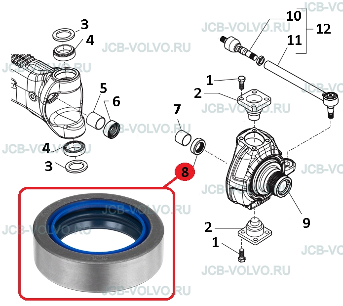 Сальник полуоси переднего моста 904/50047 / JCB