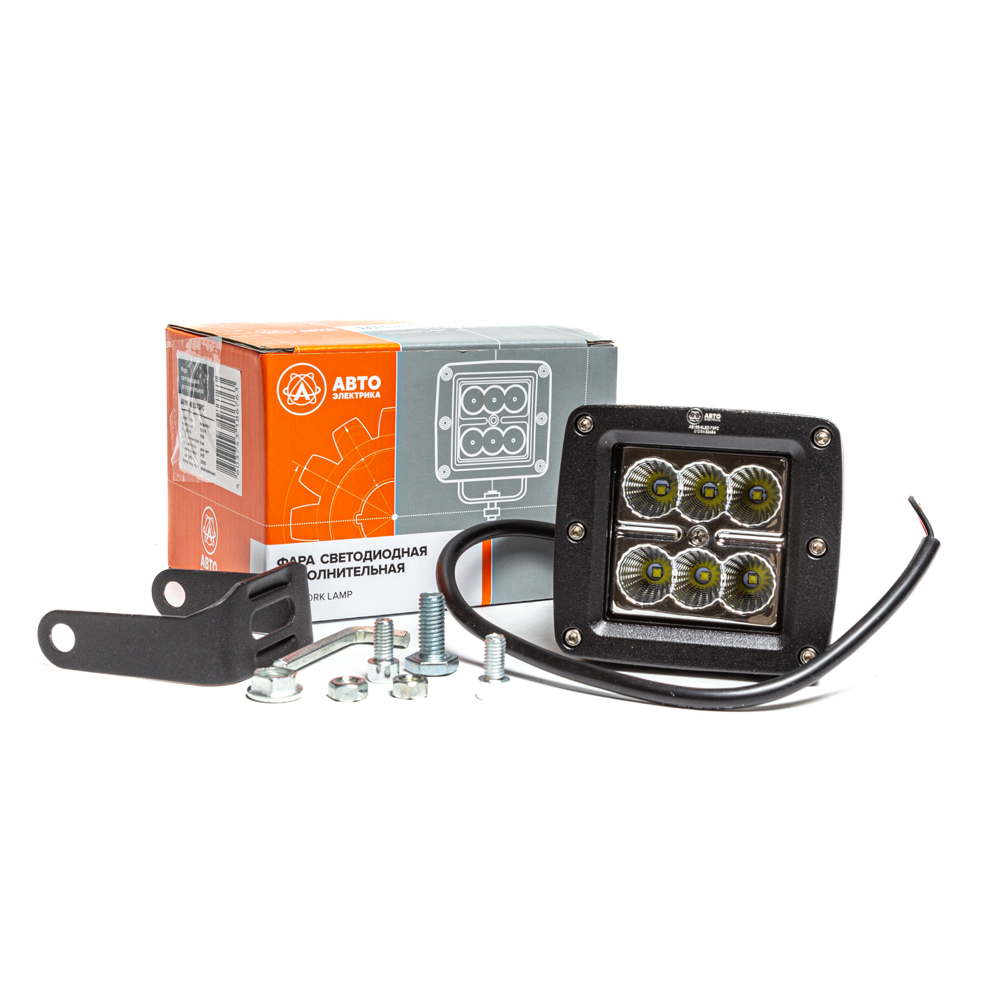 Фара светодиодная (квадратная) 6 диодов 12/24v (р/с) / АВТОЭЛЕКТРИКА