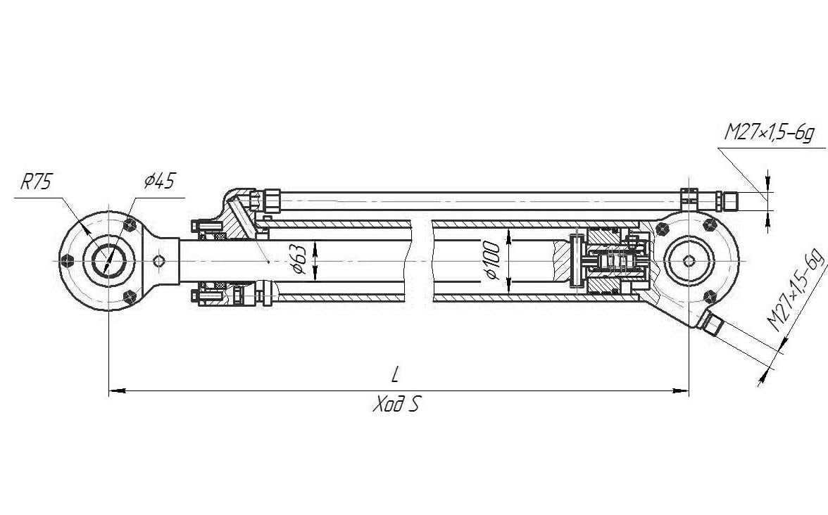 Цилиндр отвала Т170