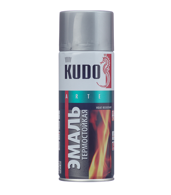 Эмаль термостойкая- Серебристая 520мл / KUDO