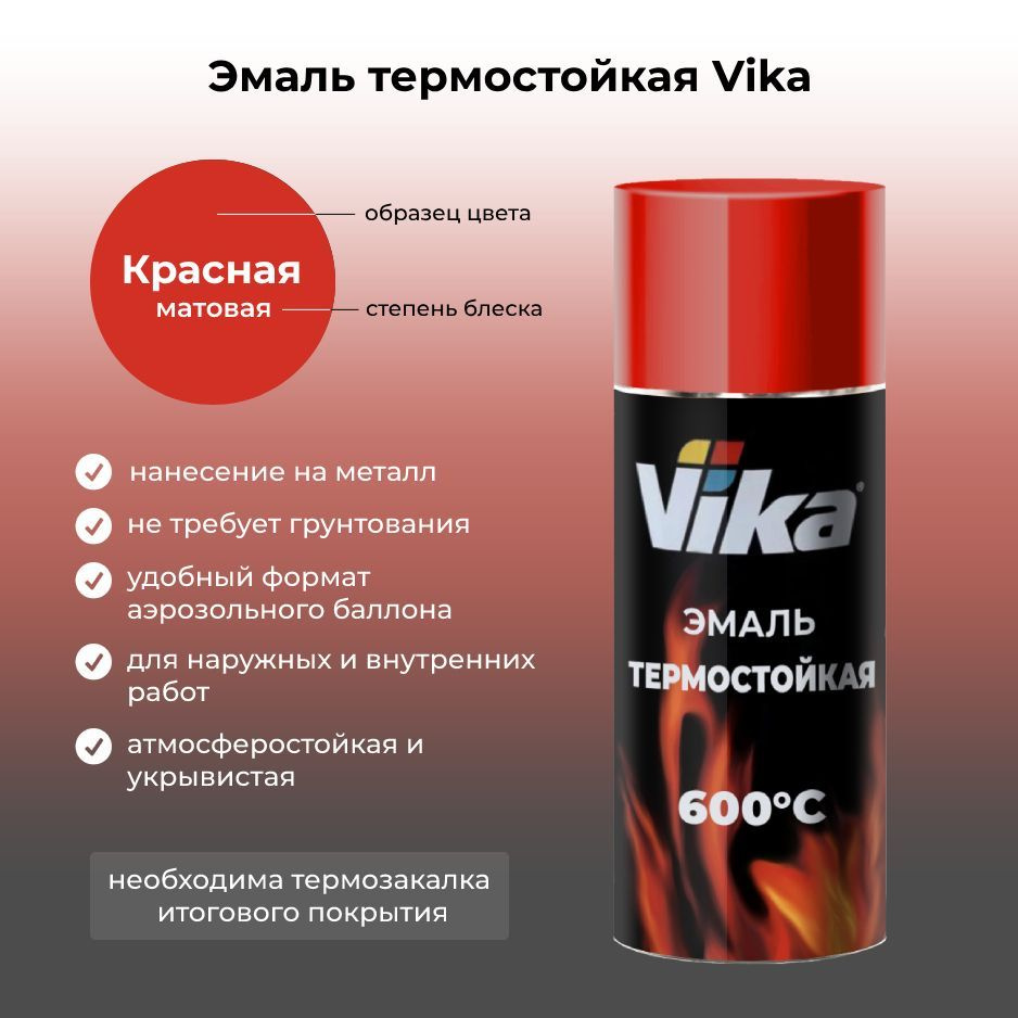 Эмаль термостойкая – Красная 520мл / KUDO