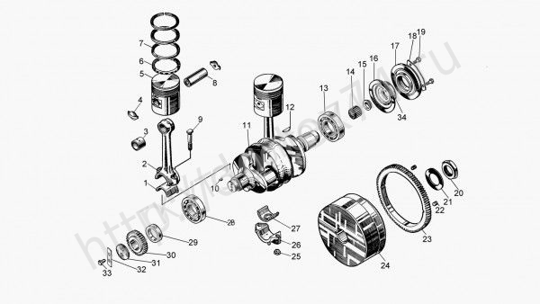 Гайка коленвала ПД23