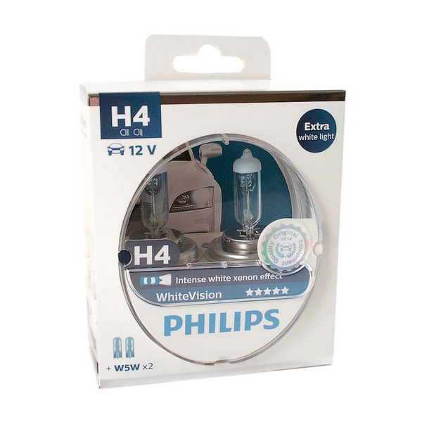 Лампа 12v Н4 (WhiteVision) / PHILIPS (к-т из 2-х)