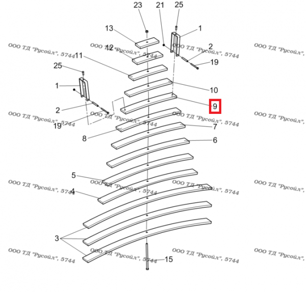 Лист рессорный задний КАМАЗ-6520 №9
