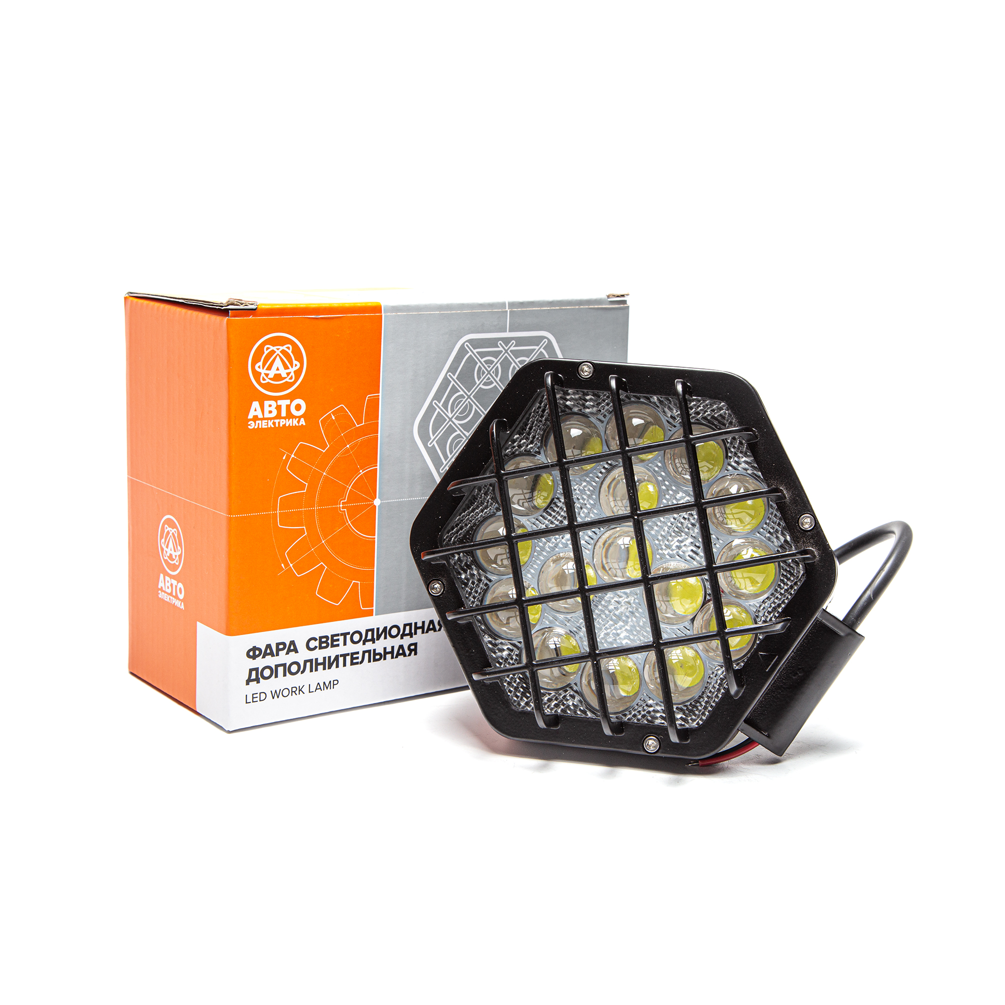 Фара светодиодная (шестиугольная) 16 диодов 12/24v (н/с) / АВТОЭЛЕКТРИКА