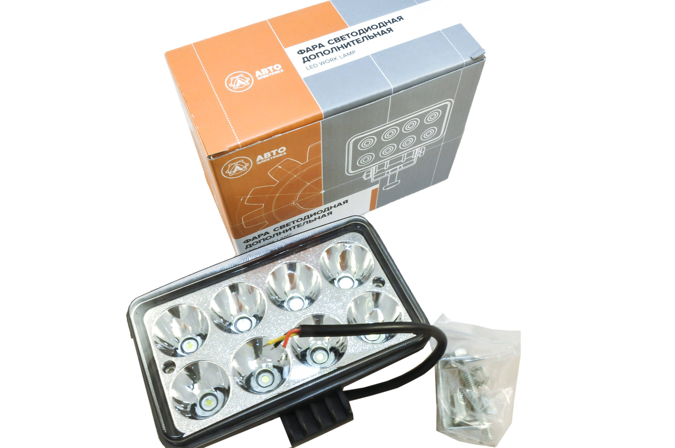 Фара светодиодная (прямоугольная) 8 диодов 12/24v (н/с) / АВТОЭЛЕКТРИКА