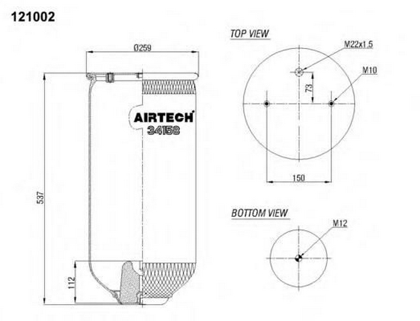 Пневморессора 34158КРР (со стаканом) / AIRTECH