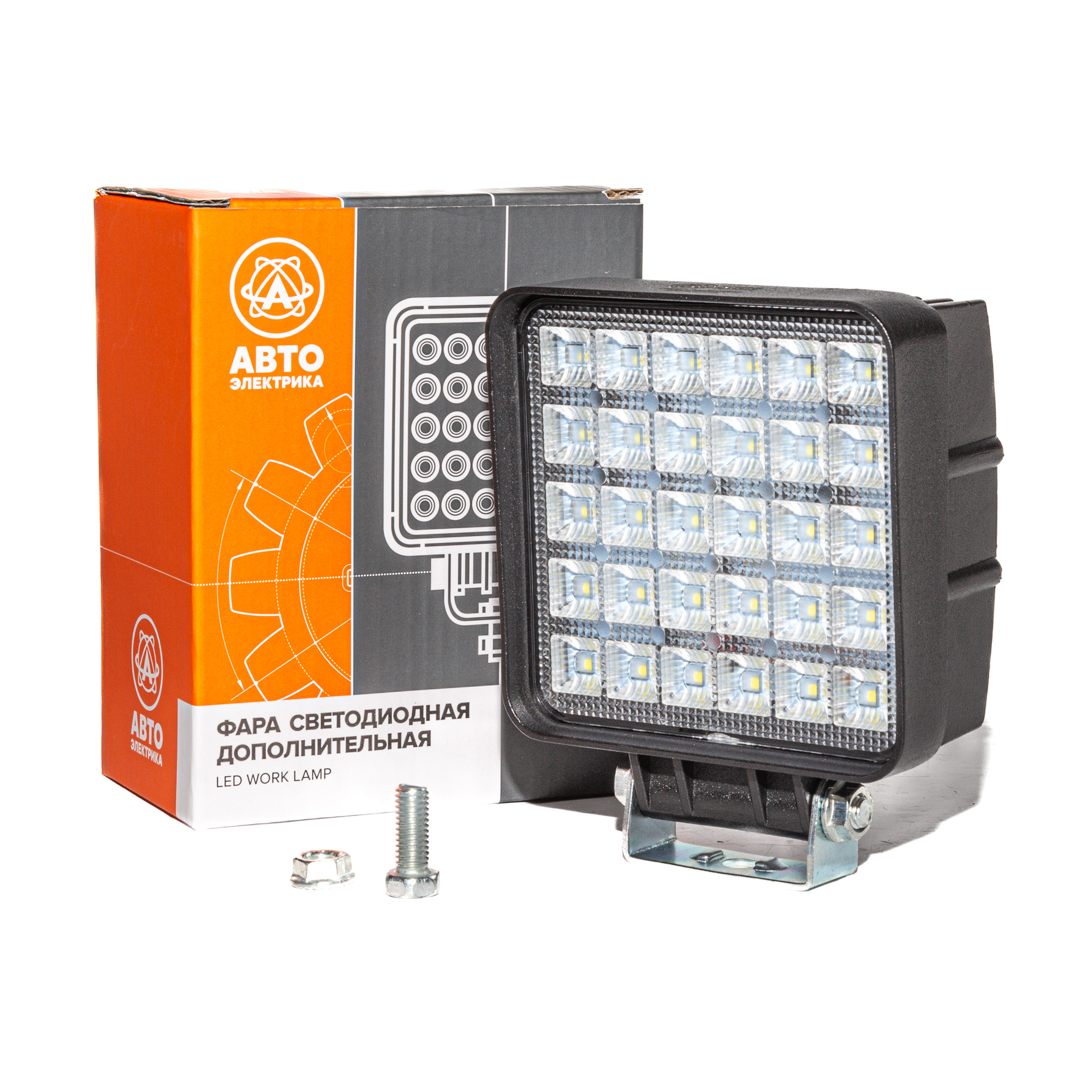 Фара светодиодная (квадратная) 30 диодов 12/24v увел. рад. (р/с) / АВТОЭЛЕКТРИКА