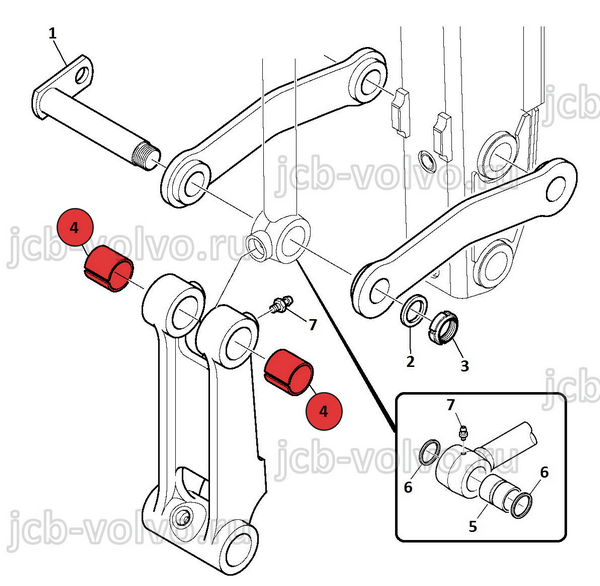 Втулка трапеции и г/ц заднего ковша KOMATSU 37B-09-54009 / аналог