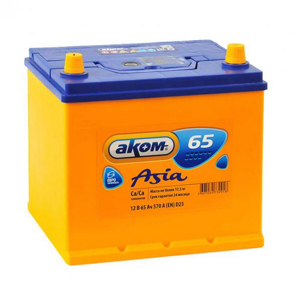 Аккумулятор 65 Амп / АКОМ (Asia)