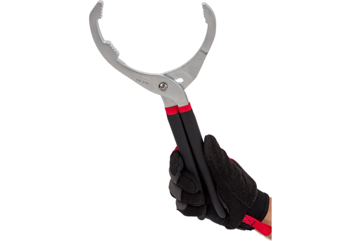 Съемник масляного фильтра (щипцы с регулировкой) 100-140мм / FORCE