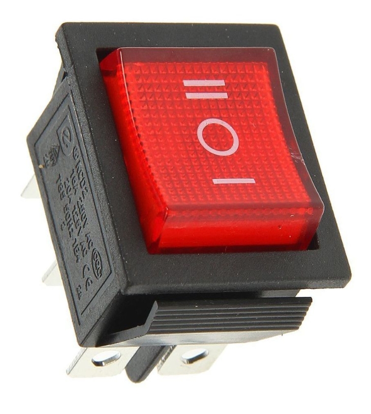 Выключатель 6-ти (красный с подсветкой)